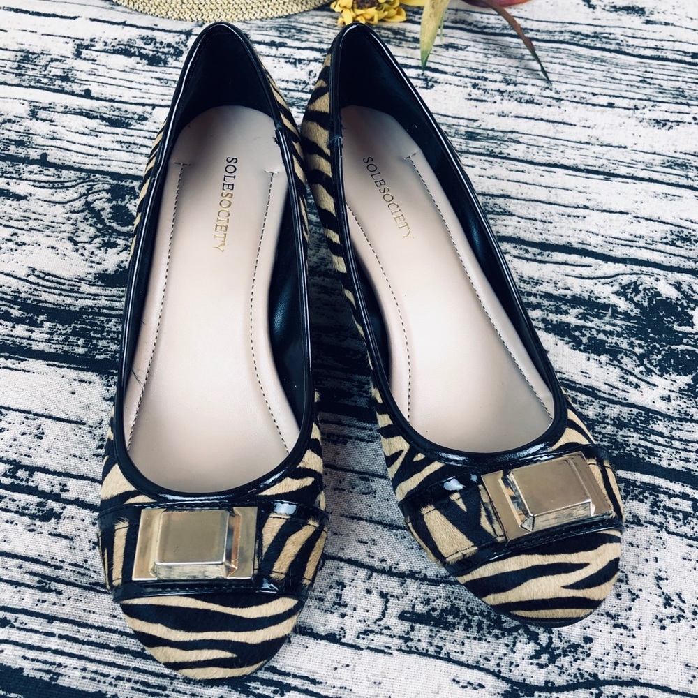 Sole Society Animal Print Wedges, Size 8.